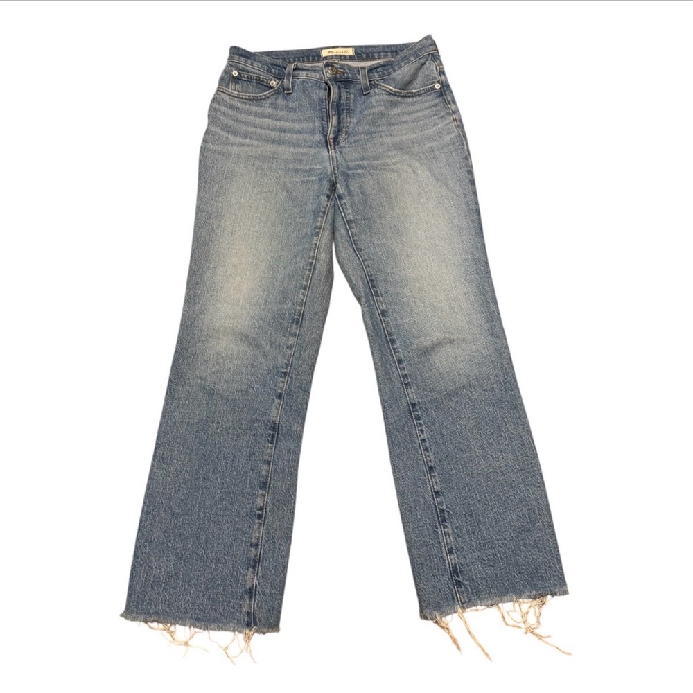Madewell Flare Cali Demi Boot Jeans in Light Blue Size 27 Raw Hem